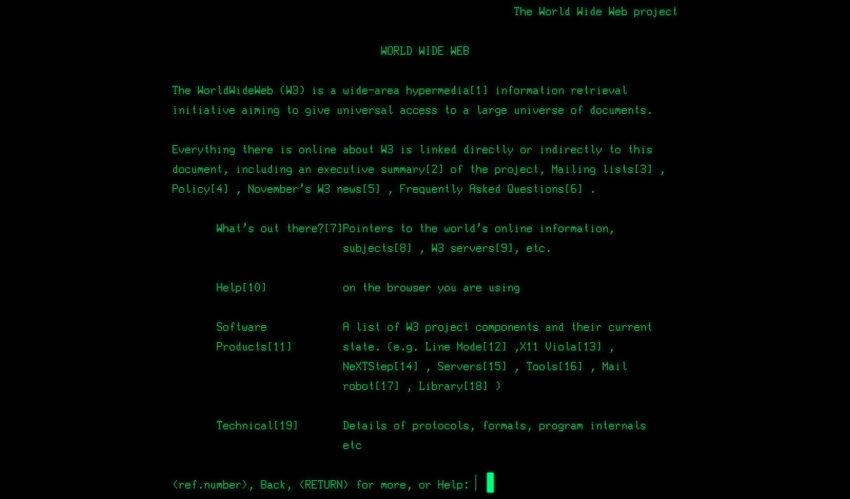 The second browser, a text-only terminal
