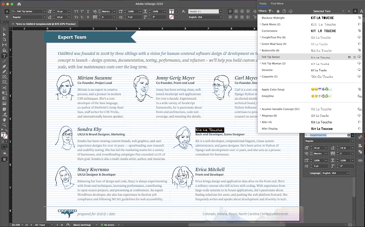 InDesign heading pattern, one selected heading has a different font
