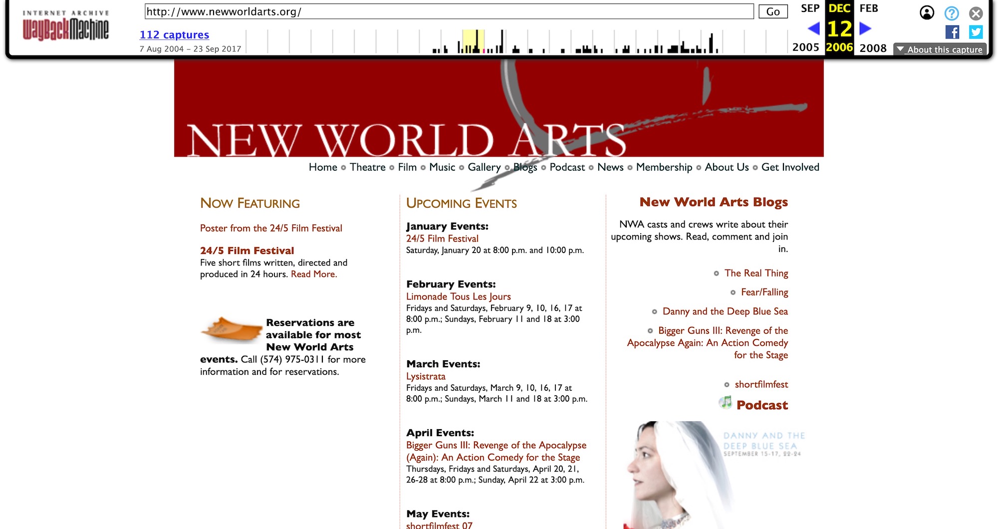 2006 New World Arts website
on the wayback machine
